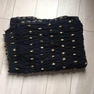 Zara Star Black and Gold Scarf- Oversized